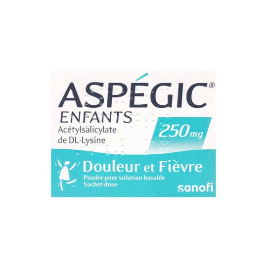 Aspégic 250 mg Enfants 20 sachets – Médicament aspirine fièvre et douleur