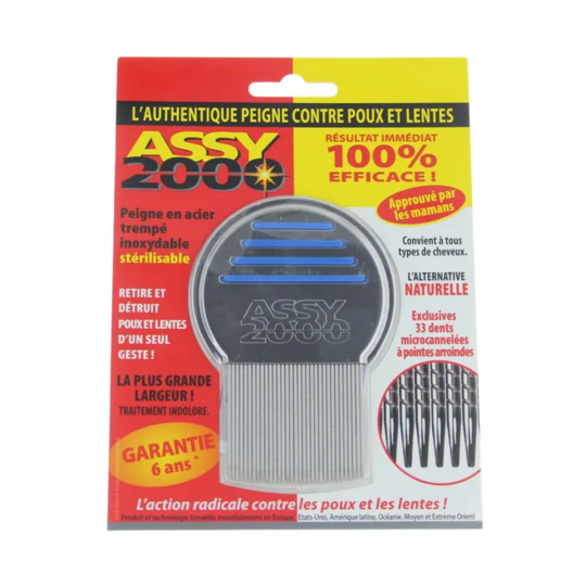 Assy 2000 Peigne à Poux Métal – Coloris aléatoire anti-lentes