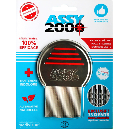 Assy 2000 Peigne à Poux Métal – Coloris aléatoire anti-lentes
