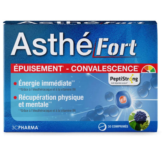 3C Pharma Asthé Fort épuisement convalescence 30 comprimés – complément anti-fatigue intense