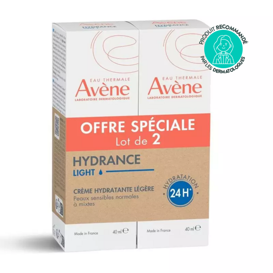 Avène Hydrance légère émulsion hydratante duo 2x40 ml – soin visage hydratant