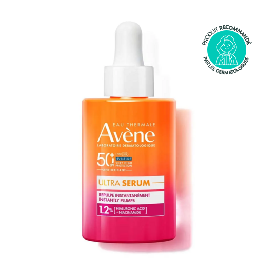 Avène Ultra Sérum SPF50+ repulpe instantanément 30 ml – sérum solaire anti-âge peaux sensibles