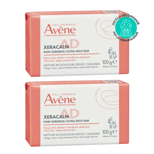 Avène Xeracalm A.D Pain nettoyant surgras 2x100 g - Soin peau sèche atopique