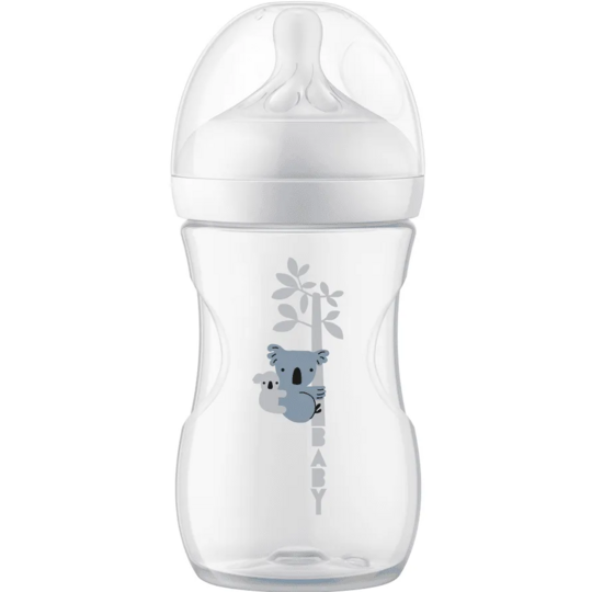 Philips Avent Biberon Natural Response valve Air Free motif koala 260 ml — biberon silicone anti-coliques débit moyen dès 1 mois