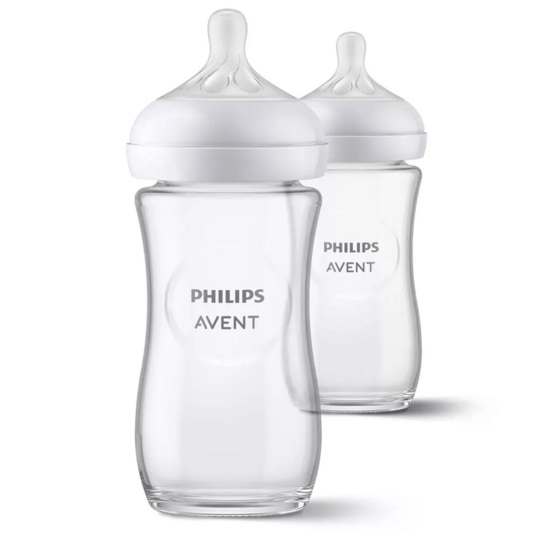 Philips Avent Biberons en verre natural response 240 ml — lot de 2 — biberons verre tétine anti-coliques débit contrôlé allaitement mixte 3-6 mois