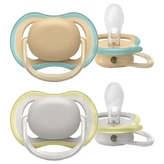 Philips Avent Sucettes Ultra Air neutres 0-6 mois — lot de 2 — sucettes orthodontiques aérées peaux sensibles avec boîtier de stérilisation