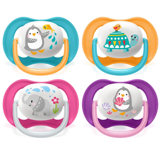 Philips Avent Sucettes Ultra Air animaux multicolore 6-18 mois — lot de 2 — sucettes orthodontiques aérées téterelle ultra-ferme