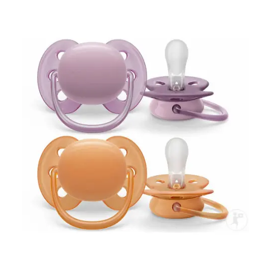 Philips Avent Sucettes Ultra douce  6-18 mois coloris unis — lot de 2 — sucettes orthodontiques silicone texturé peau sensible