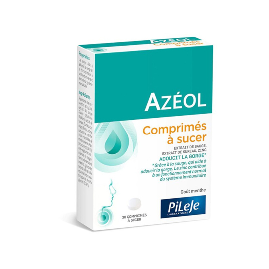 Pileje Azéol Gorge 30 comprimés à sucer goût menthe – Adoucit la gorge