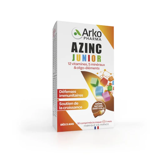 Arkopharma Azinc Junior Forme et vitalité 30 comprimés à croquer Goût Cola Enfants