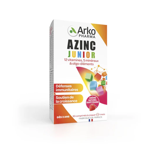 Arkopharma Azinc Junior Forme et vitalité 30 comprimés à croquer Fraise Enfants