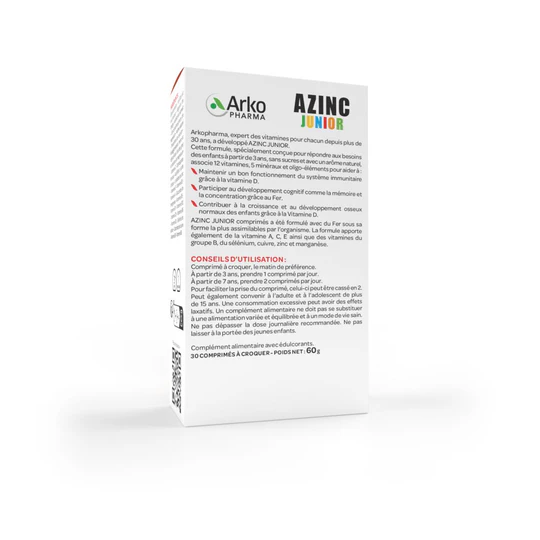 Arkopharma Azinc Junior Forme et vitalité 30 comprimés à croquer Fraise Enfants