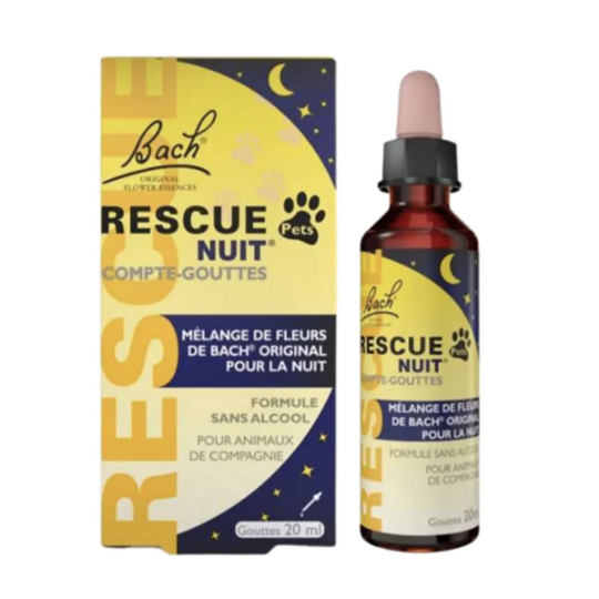 Rescue Pets compte-gouttes nuit fleurs de Bach pour animaux 20 ml