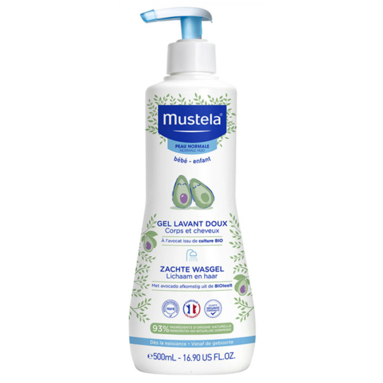 Mustela Gel Lavant Doux Bébé à l'avocat BIO 500 ml