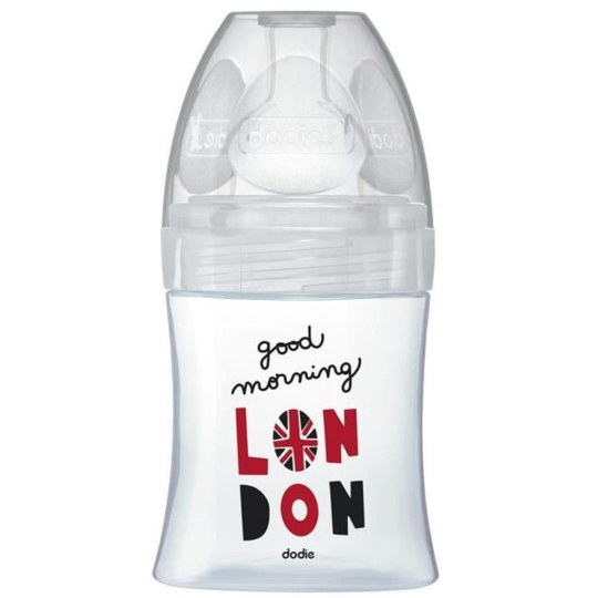 Biberon Verre Anti-Colique - Tétine Plate - Motif London - 150 ml