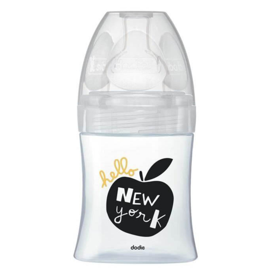 Biberon Verre Anti-Colique - Tétine Plate - Motif New York - 150 ml