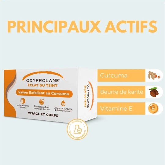 Oxyprolane Eclat du teint Savon Exfoliant au curcuma
