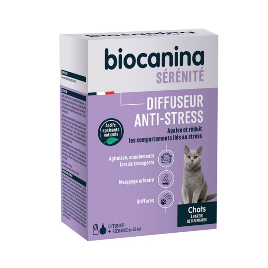 Biocanina Diffuseur Anti-Stress + Recharge 45 ml – Apaise durablement les chats stressés