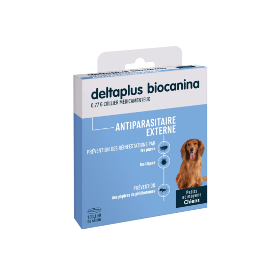 Deltaplus Biocanina Collier Anti-Puces et Tiques Petits et Moyens Chiens – Protection jusqu'à 6 mois