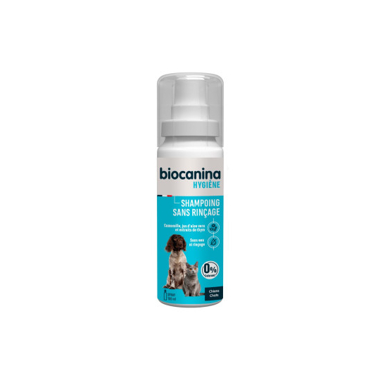 Biocanina Shampoing sans rinçage chiens et chats 100 ml – Nettoyant doux sans eau
