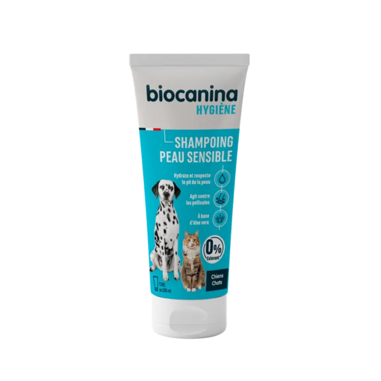 Biocanina Shampoing Peau Sensible Chien et Chat 200 ml – Hydrate, apaise et protège la peau