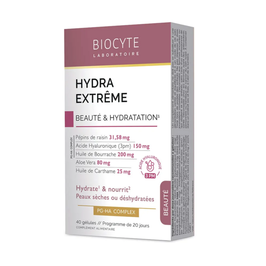 Biocyte Hydra Extrême - Beauté et Hydratation peau sèche 40 gélules
