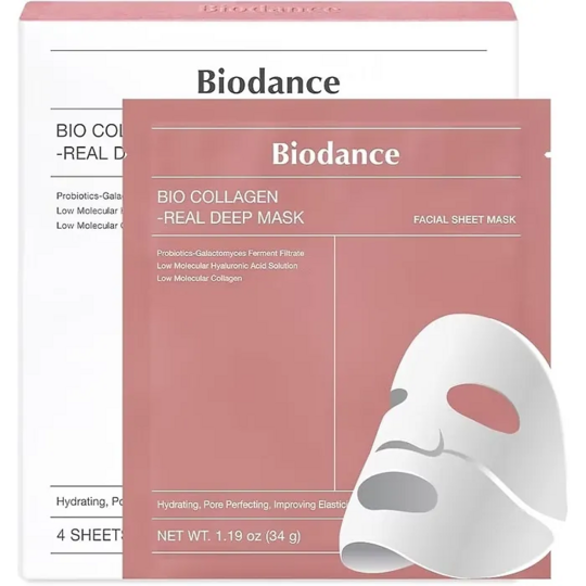 Biodance Real Deep Mask Bio Collagen masque visage hydratant et raffermissant 4 x 34 g