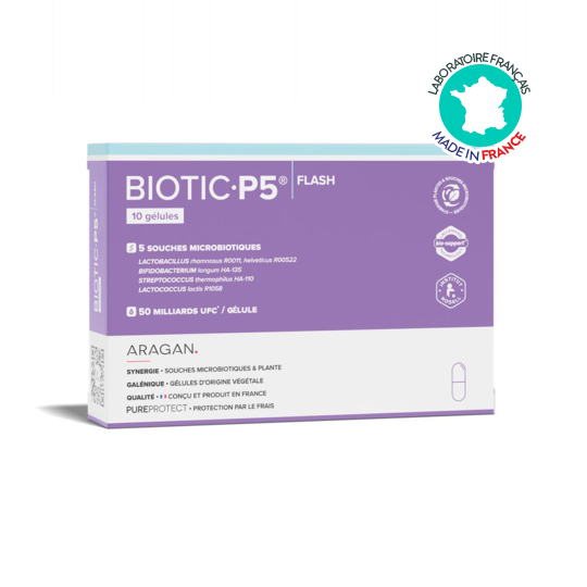 Biotic P5 Flash Aragan 10 gélules – Flore intestinale et action probiotique intensive
