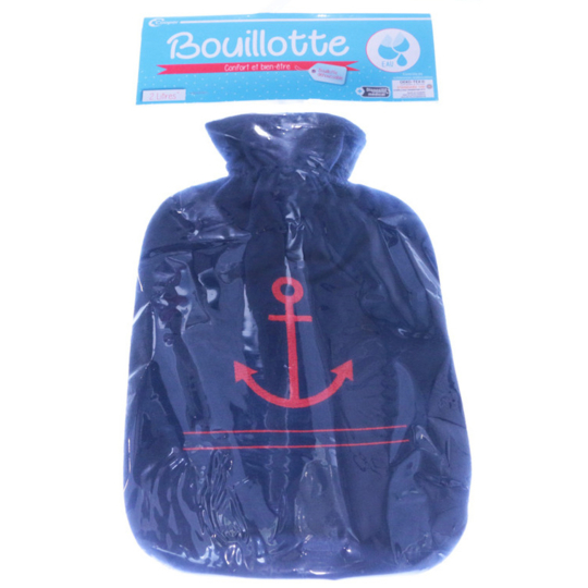 Bouillotte Déhoussable à Eau - Ancre Marine - Confort et Bien-être - 2 litres