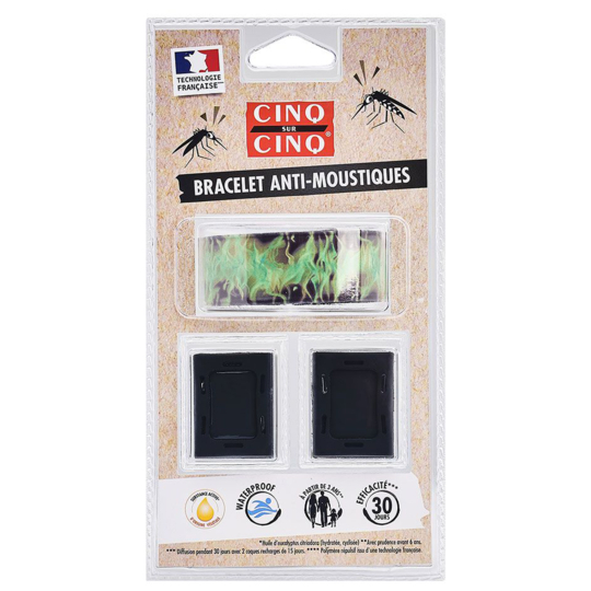 Bracelet Anti-Moustiques Vert Sport + 2 Recharges