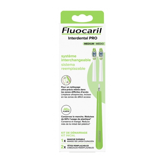 Brosse à Dents Interdental Pro Medium Système Interchangeable + 2 Têtes Remplaçables