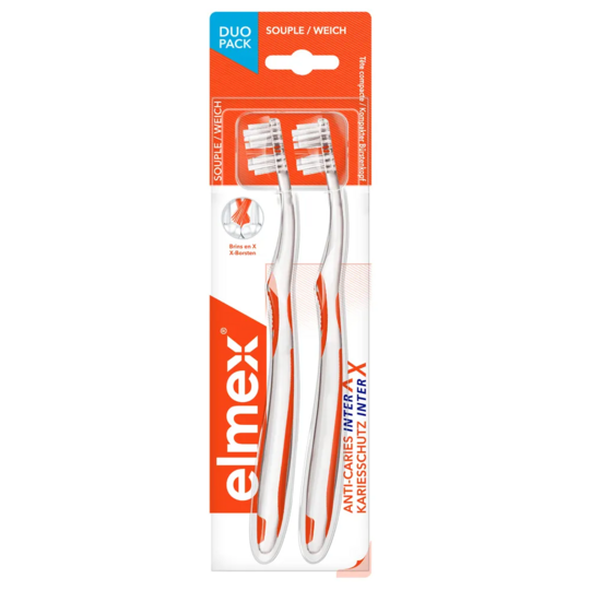 Elmex Brosses à dents Anti-Caries InterX Souples x 2