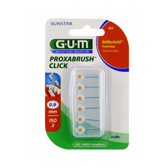 Gum Proxabrush Click 624 recharges 1,6 mm 6 unités – brossettes interdentaires recharge