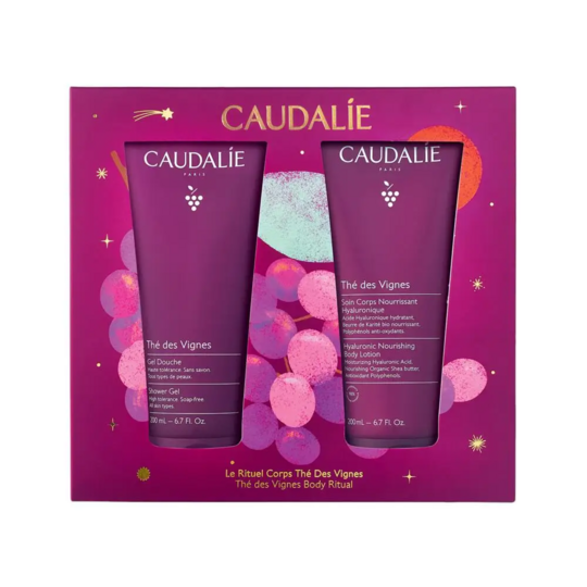 Caudalie Thé des Vignes Coffret Le Rituel Corps – Gel Douche 200 ml + Soin Corps Nourrissant Hyaluronique 200 ml
