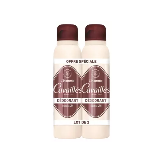 Cavaillès Déodorant Homme Fraicheur 48h Spray 2x150ml