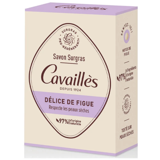 Cavaillès surgras pro-régénérant savon délice de figue 100 g — soin lavant solide peaux sèches