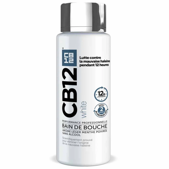 CB12 Bain de Bouche Dents Blanches Haleine Fraîche 12h 250 ml blancheur & fraîcheur durable