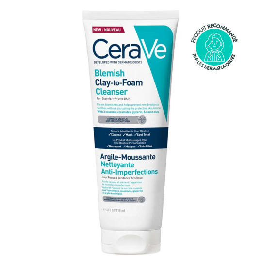 Cerave Argile Moussante nettoyante anti-imperfections 118 ml - Visage purifié, Pores désobstrués