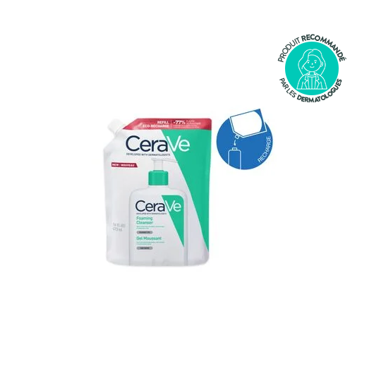 Cerave Foaming Cleanser Recharge Gel Moussant Visage 473 ml - Aux 3 céramides acide hyaluronique