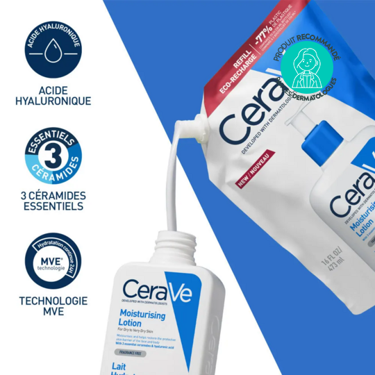 Cerave Body Eco Recharge lait hydratant visage et corps peaux sèches à très sèches 473 ml
