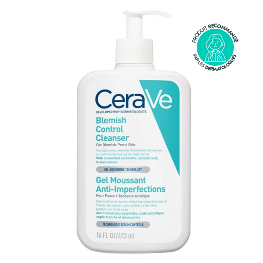 Cerave Gel Moussant anti-imperfections visage 473 ml - Soin Nettoyant pour peaux à tendance acnéique