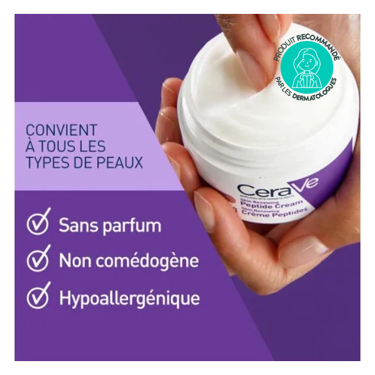 CeraVe skin renewing crème peptides 48 g — soin anti-âge lissant et raffermissant premier âge