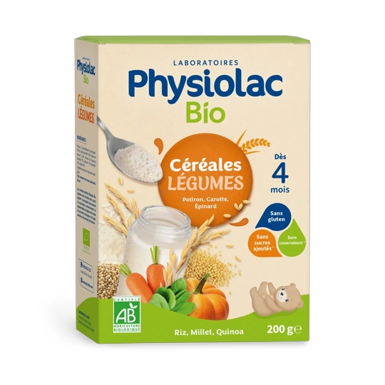Physiolac Céréales Légumes BIO +4 mois 200 g