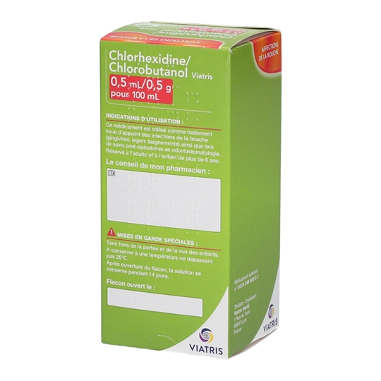 Chlorhexidine/Chlorobutanol 0,5 ml/0,5 g Viatris 300ml