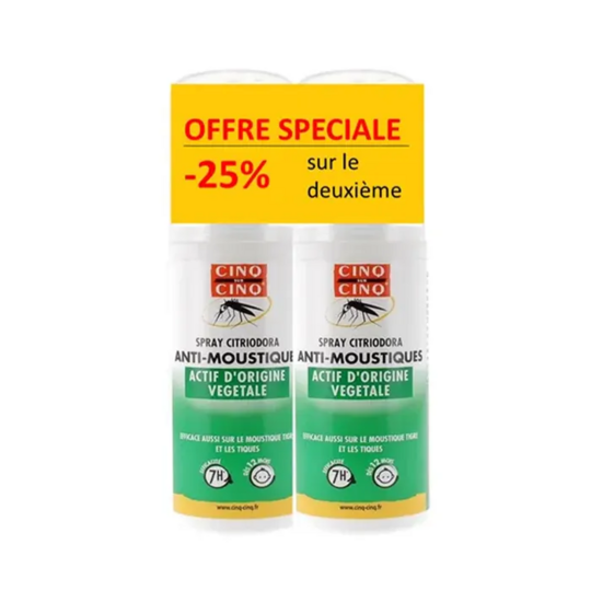 Cinq Sur Cinq Citriodora Spray anti-moustiques actif végétal 2 x 100 ml