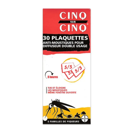 Cinq sur Cinq Plaquette anti-moustiques pour diffuseur double usage 30 plaquettes