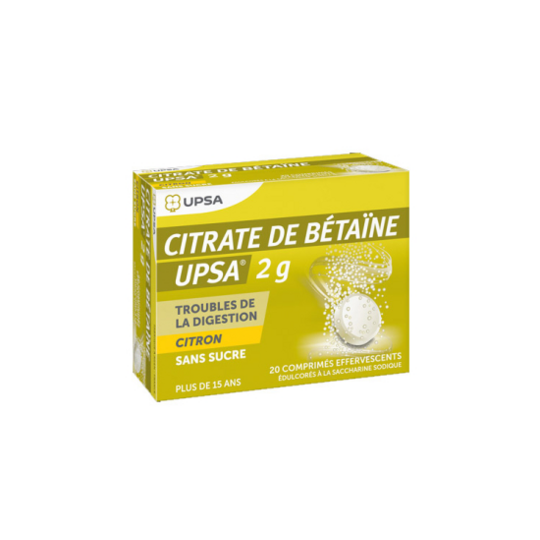 Citrate de Bétaïne 2g Citron Sans Sucre  20 comprimés effervescents