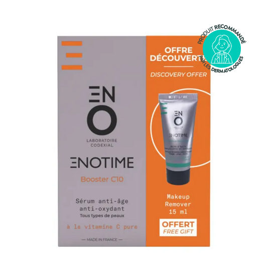 Enotime booster C10 + makeup remover offert 30 ml — coffret sérum jeunesse antioxydant et gelée démaquillante