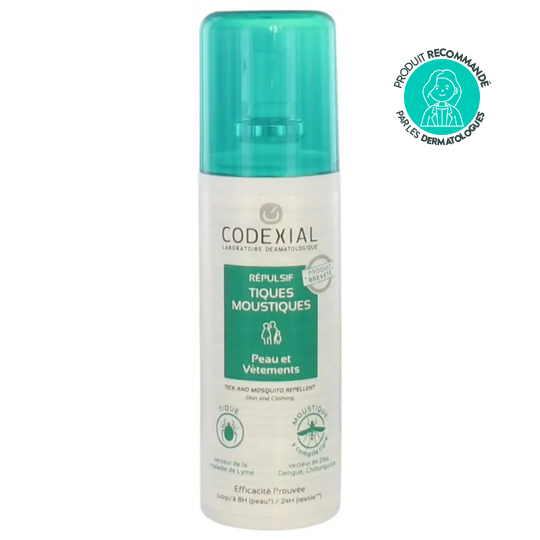 Codexial répulsif tiques moustiques peau et vêtements 75 ml — protection renforcée zones tempérées et tropicales