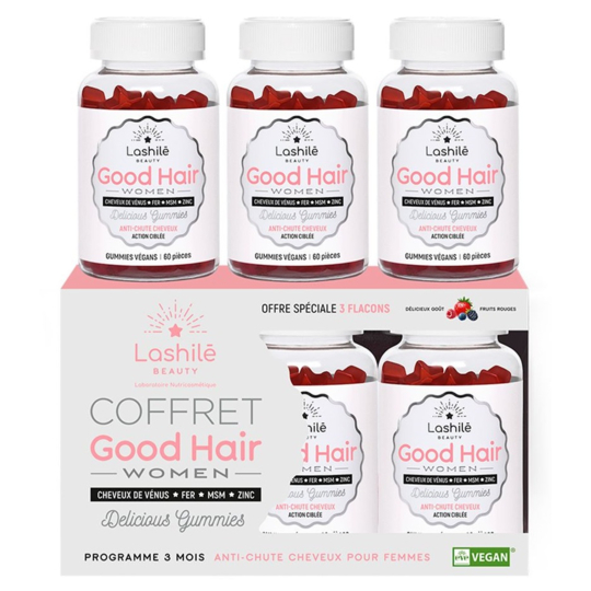 COFFRET GOOD HAIR - Women Anti-Chute Cheveux - Lot de 3 x 60 gommes
